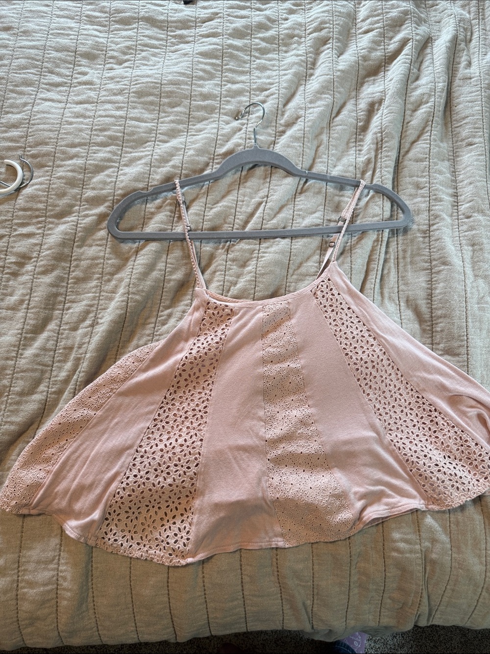 American Eagle Outfitters Blush Pink Eyelet-Panel Camisole
